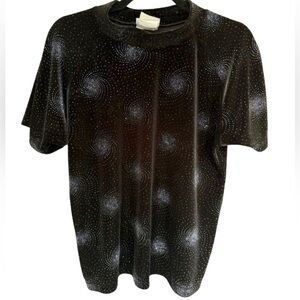 Black Short Sleeve Tee with Swirl Design